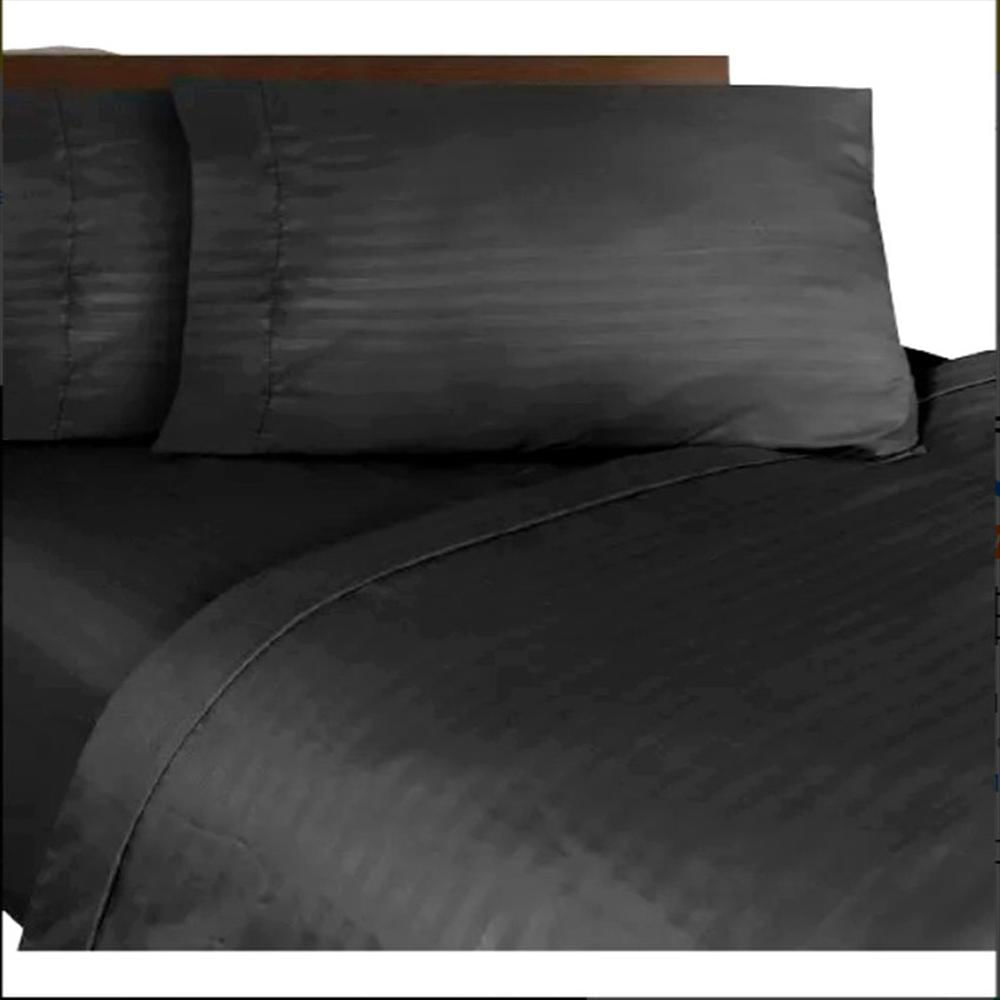 Juego Sabanas Cama Doble Negro Unicolor De Lujo img #3