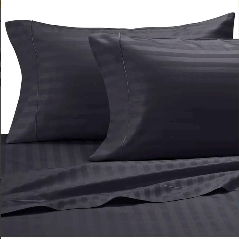 Juego Sabanas Cama Doble Negro Unicolor De Lujo img #5