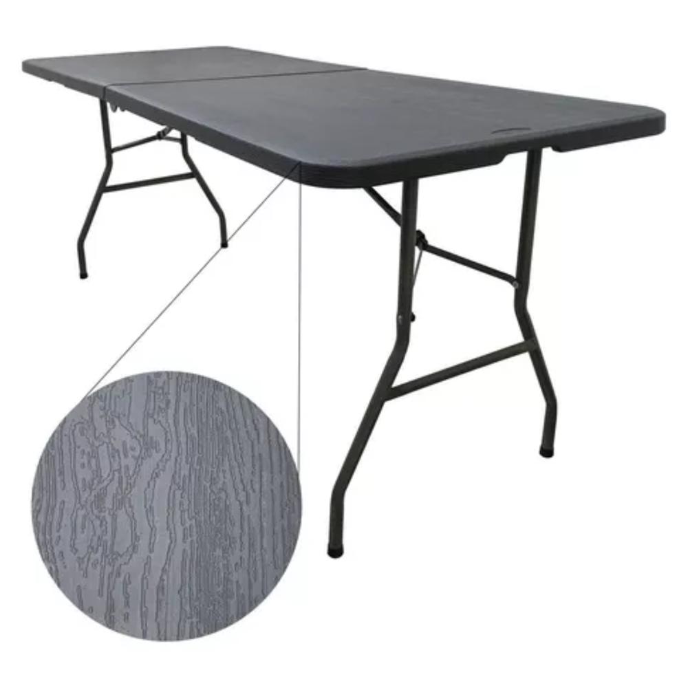 Mesa Plegable Tipo Madera 1.80M Plastico Resistente Exterior Color Negro img #1