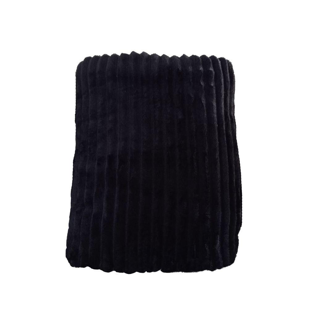 Cobija Manta Frazada Térmica Tipo Acanalada Unicolor Negro img #3