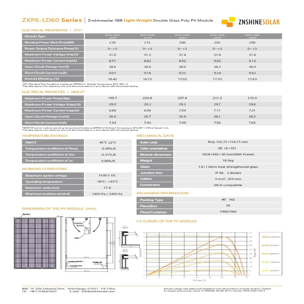Panel Solar Policristalino 280W 24V Doble Vidrio img #3