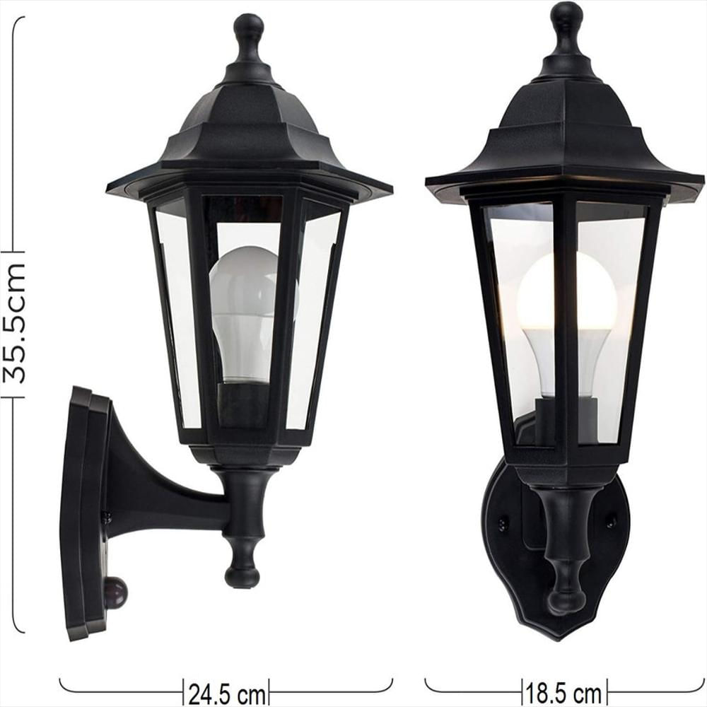 Farol Exteriores Farol De Pared Negro Impermeable Vidrio img #3
