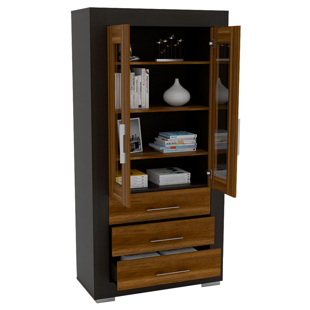 Estantería Multiusos Yakam, Caramelo Y Wengue, Con Gran Capacidad De Almacenamiennto img #4