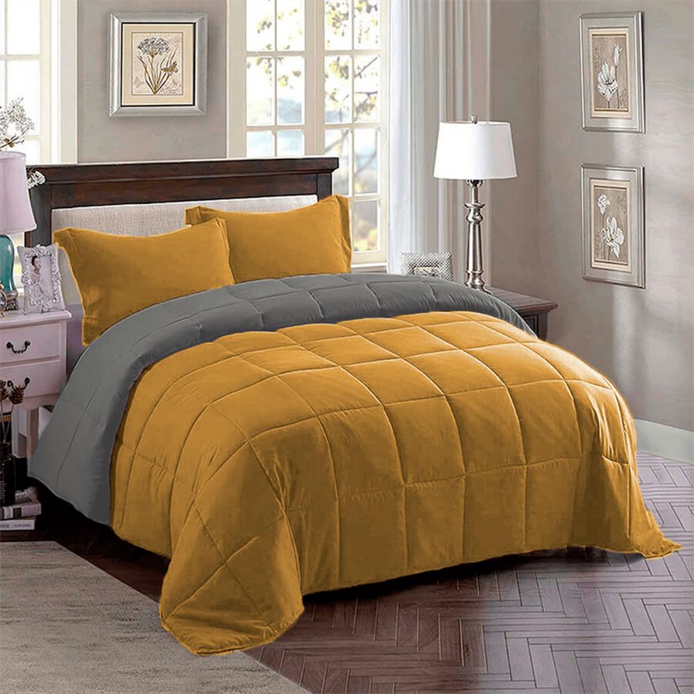 Edredón Premium Sencillo Mostaza Gris img #1