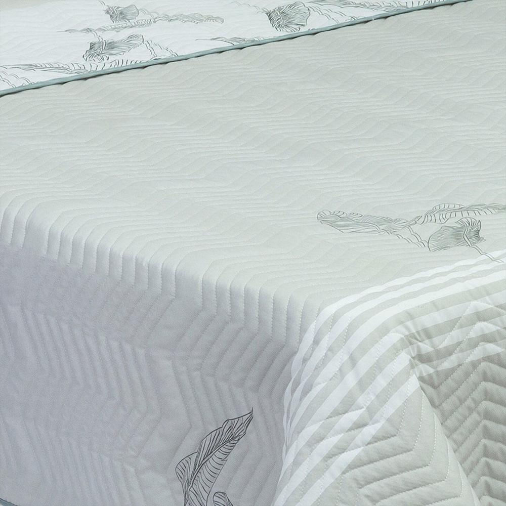 Cubrelecho Español Microfibra King 200 Cm Blanco Con Hojas Grises img #2