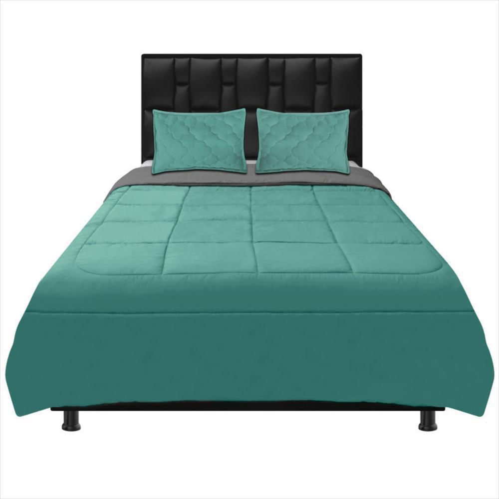 Cubrelecho Doble Faz Semidoble 120 Gris Turquesa img #1