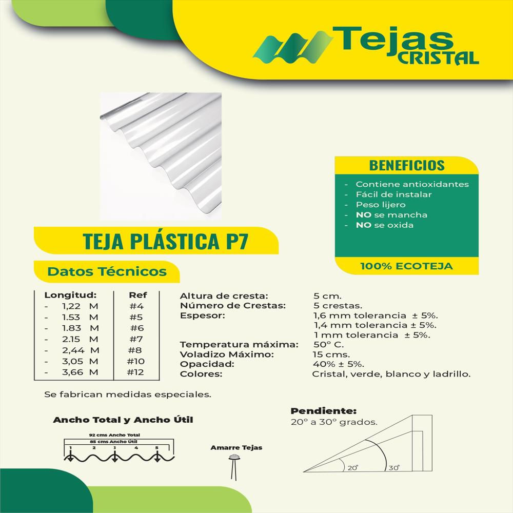 Teja Tipo Eternit Plastica Cristal Etiq R. #4 De 122*90Cm img #2