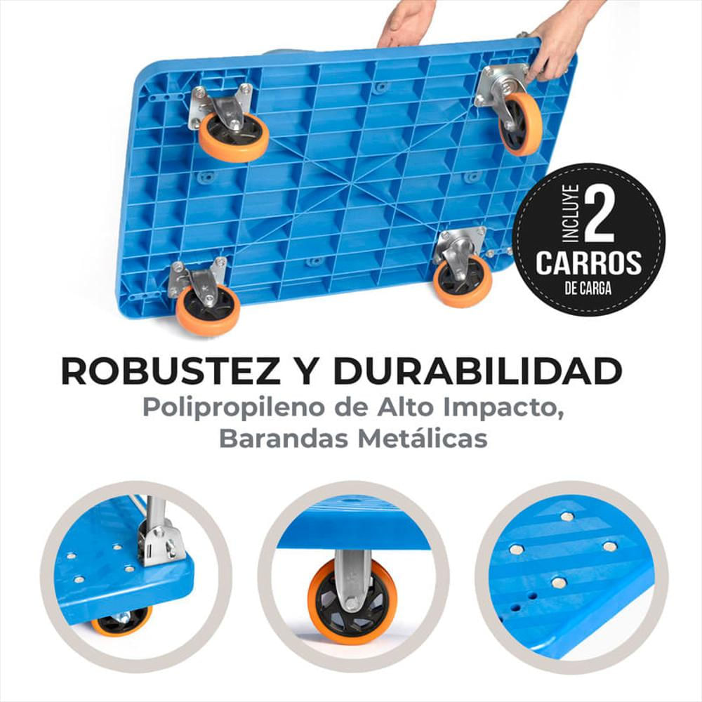2 Plataformas De Carga Plegable Carro Zorra Carretilla 300Kg img #3