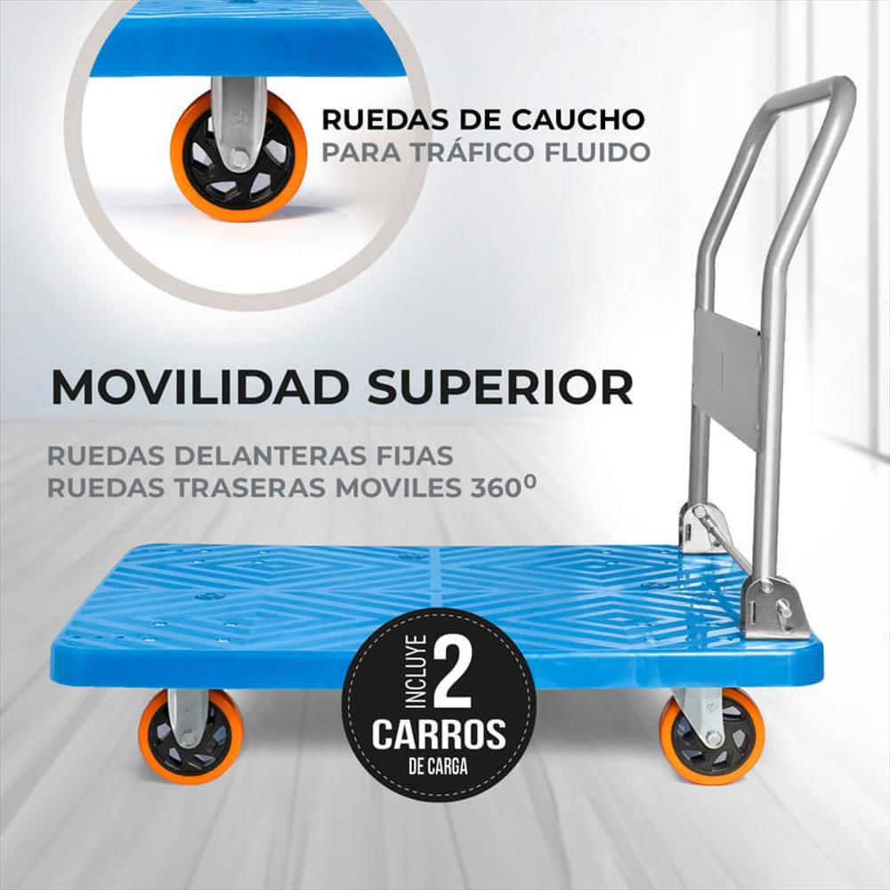 2 Plataformas De Carga Plegable Carro Zorra Carretilla 300Kg img #4