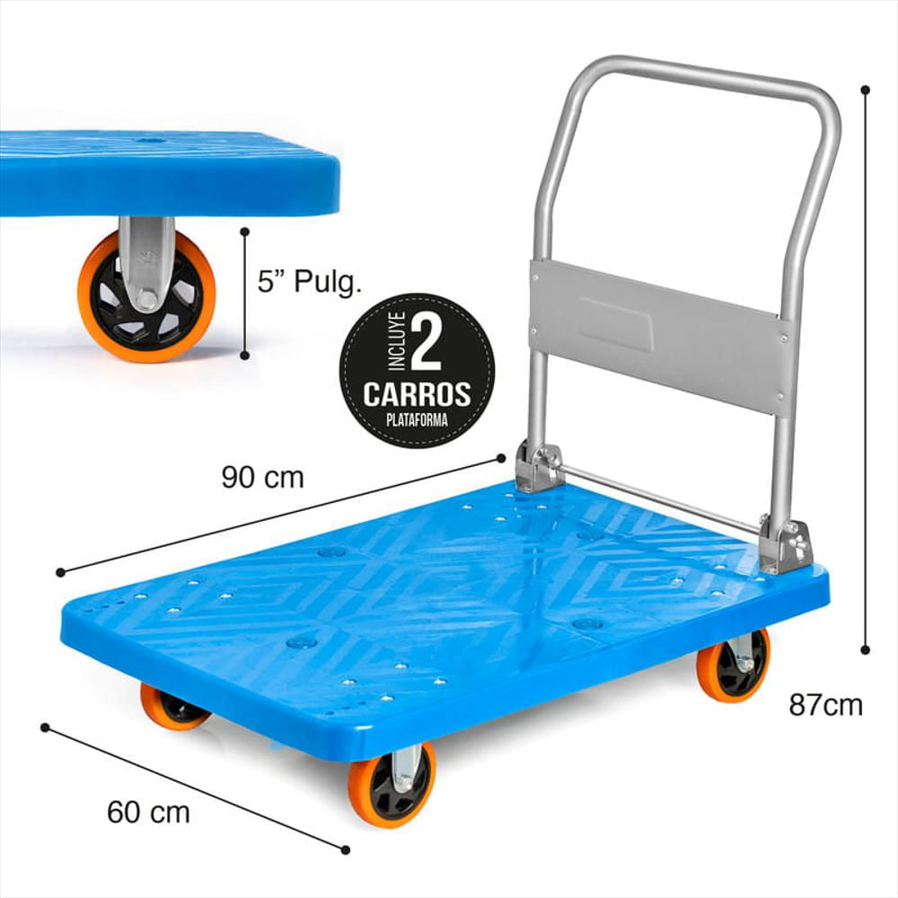 2 Plataformas De Carga Plegable Carro Zorra Carretilla 300Kg img #5