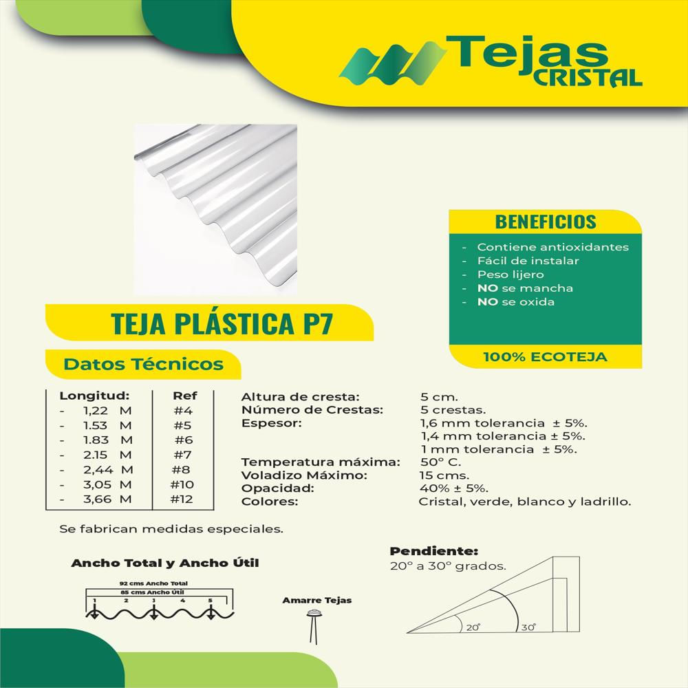 Teja Tipo Eternit P7 Plastica Verde Etiq R. #6 De 183*90Cm img #2