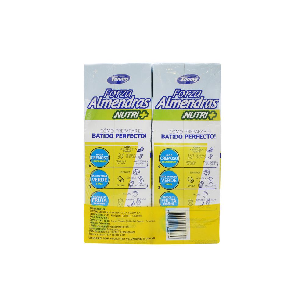 Bebida de almendras TONING con colágeno y estevia x2und (1892  ml) img #5