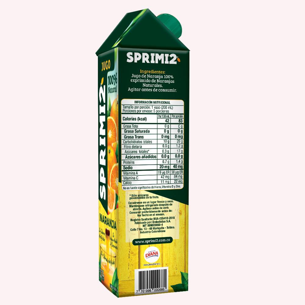 Jugo de naranja SPRIMI2 100% natural caja (1000  ml) img #2