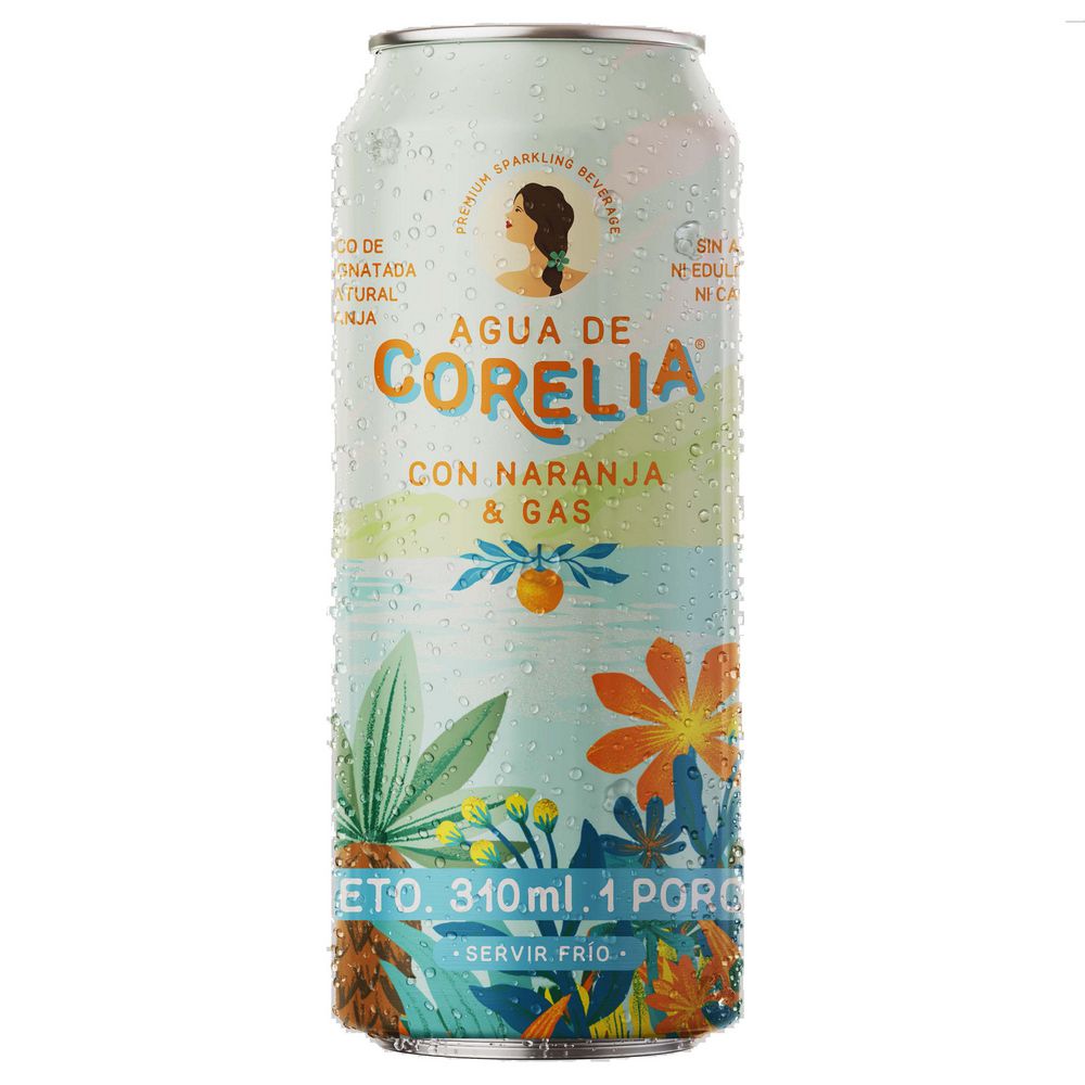 Agua con gas CORELIA PREMIUM SPARKLINGJUICE sabor a naranja lata (310  ml) img #1