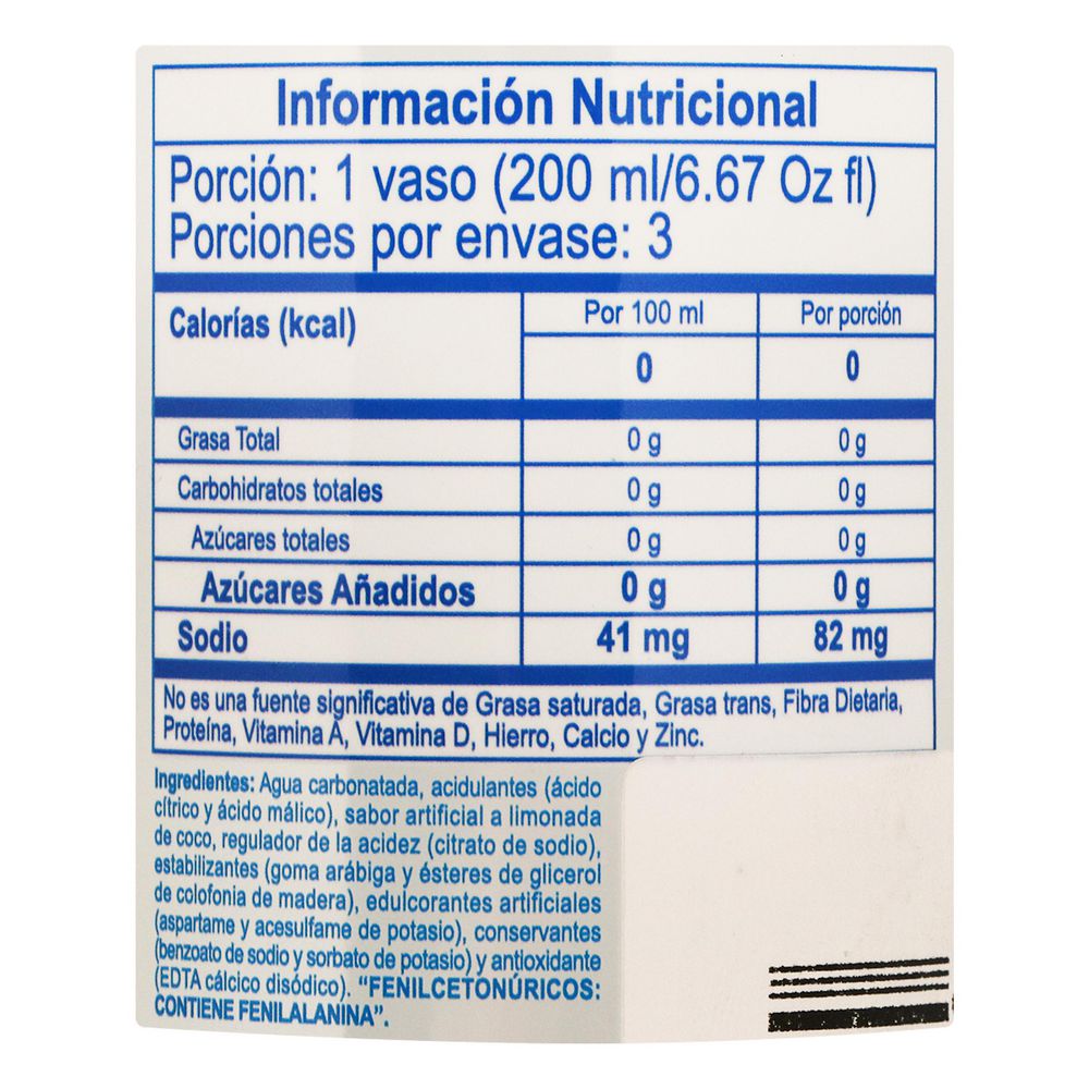 Bebida gasificada H2O limonada de coco (600  ml) img #2
