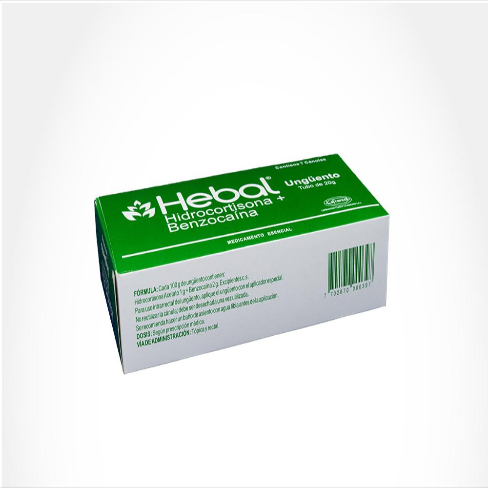 Hebal Benzocaina 2G/100G/Hidrocortisona 1G/100G Ung Rectal Caj 1 Tub 20 G img #2
