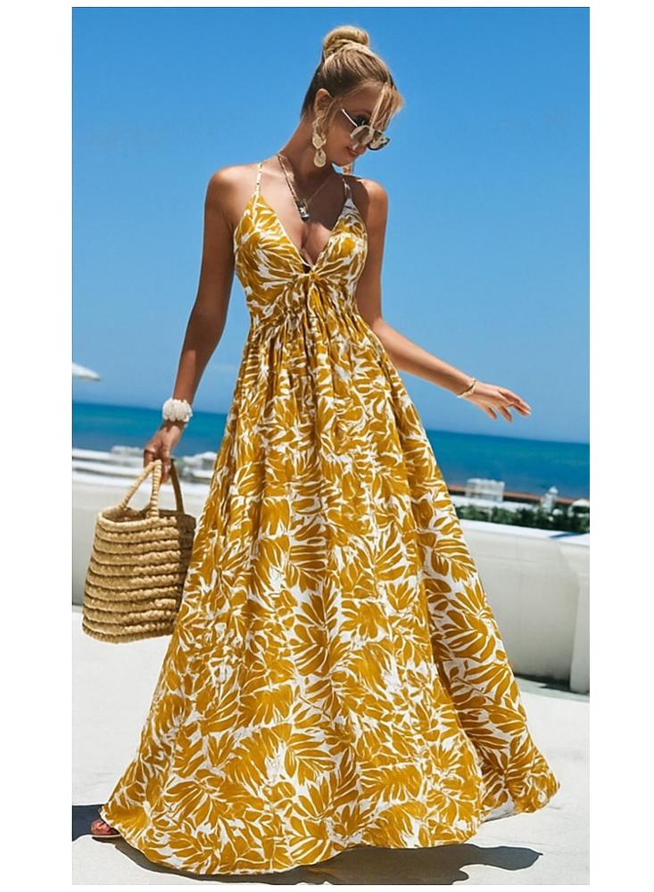 Vestido Con Estampado De Hojas