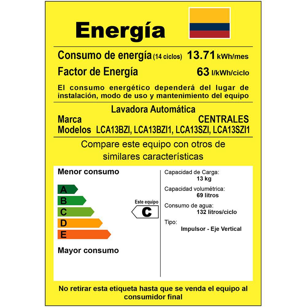 Lavadora CENTRALES Carga Superior 13 kg (29 lb) LCA13SZI1 img #2