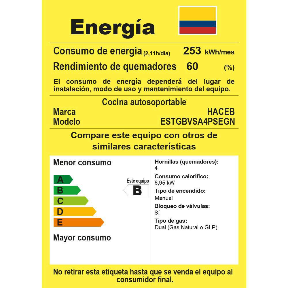 Estufa Gas natural HACEB De Piso 4 puestos ESTGB ROME img #6