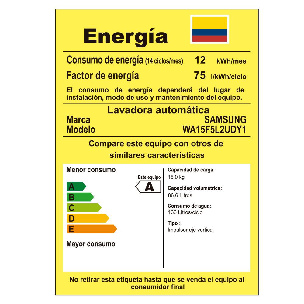 Lavadora SAMSUNG Carga Superior 15 kg (33 lb) WA15F5L2UD img #6