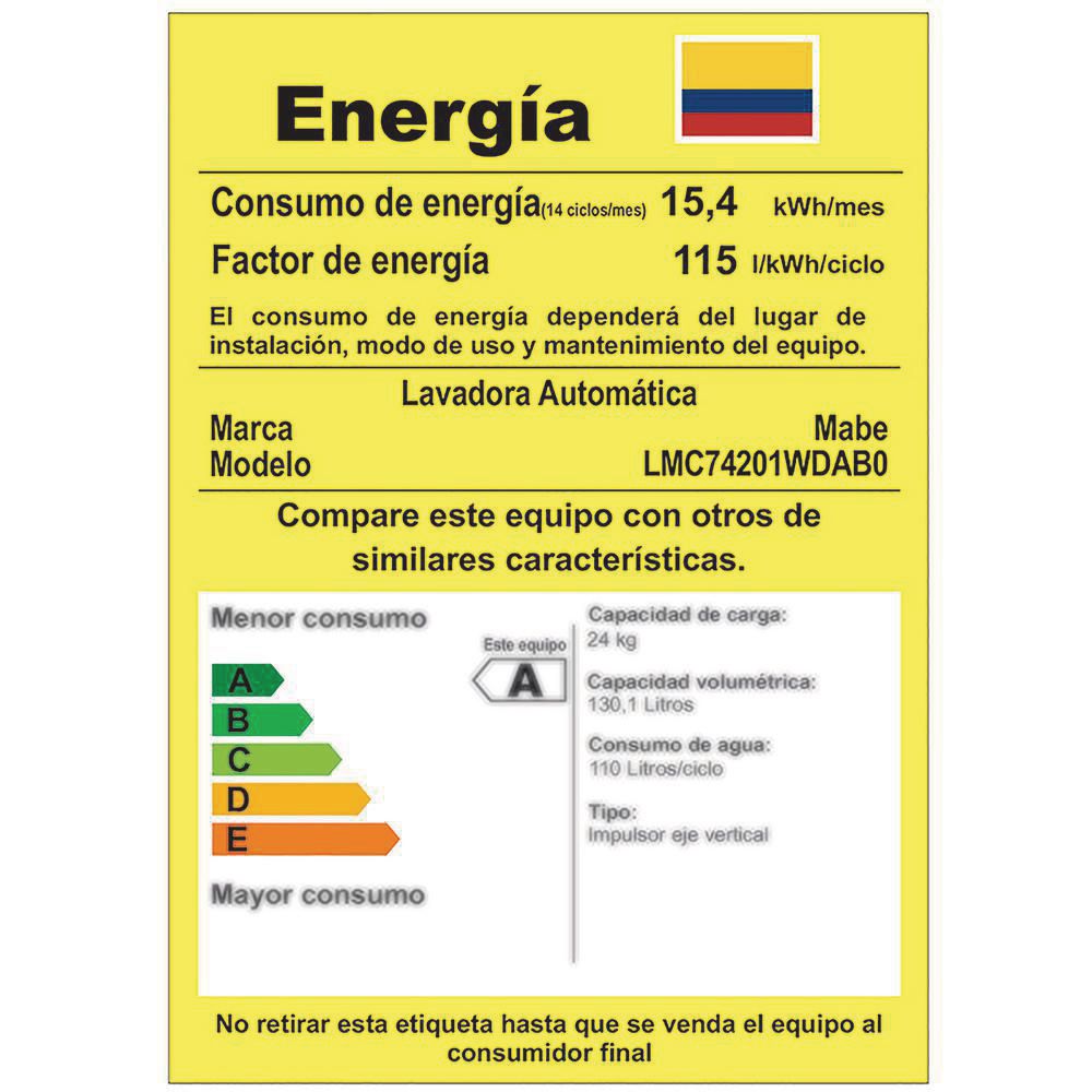 Lavadora MABE Carga Superior 24 kg (53lb) LMC74201WD img #2