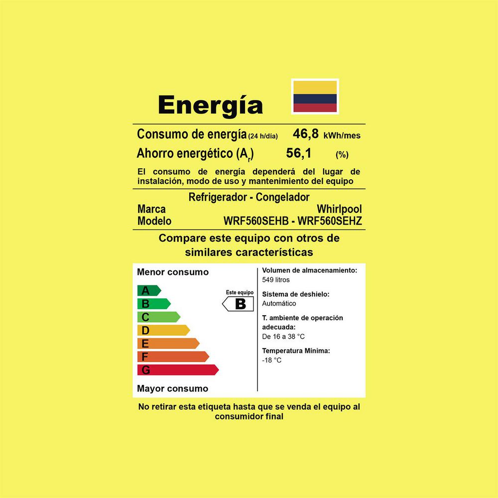 Nevecón WHIRLPOOL Tipo Europeo 549 Litros  WRF560SEHZ Acero Inoxidable img #9
