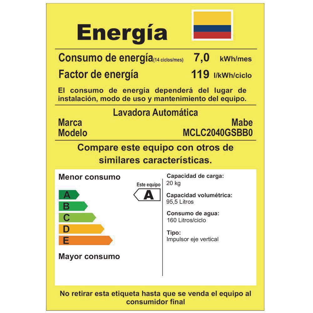 Lavadora Secadora MABE Gas   MCLC2040GS img #4