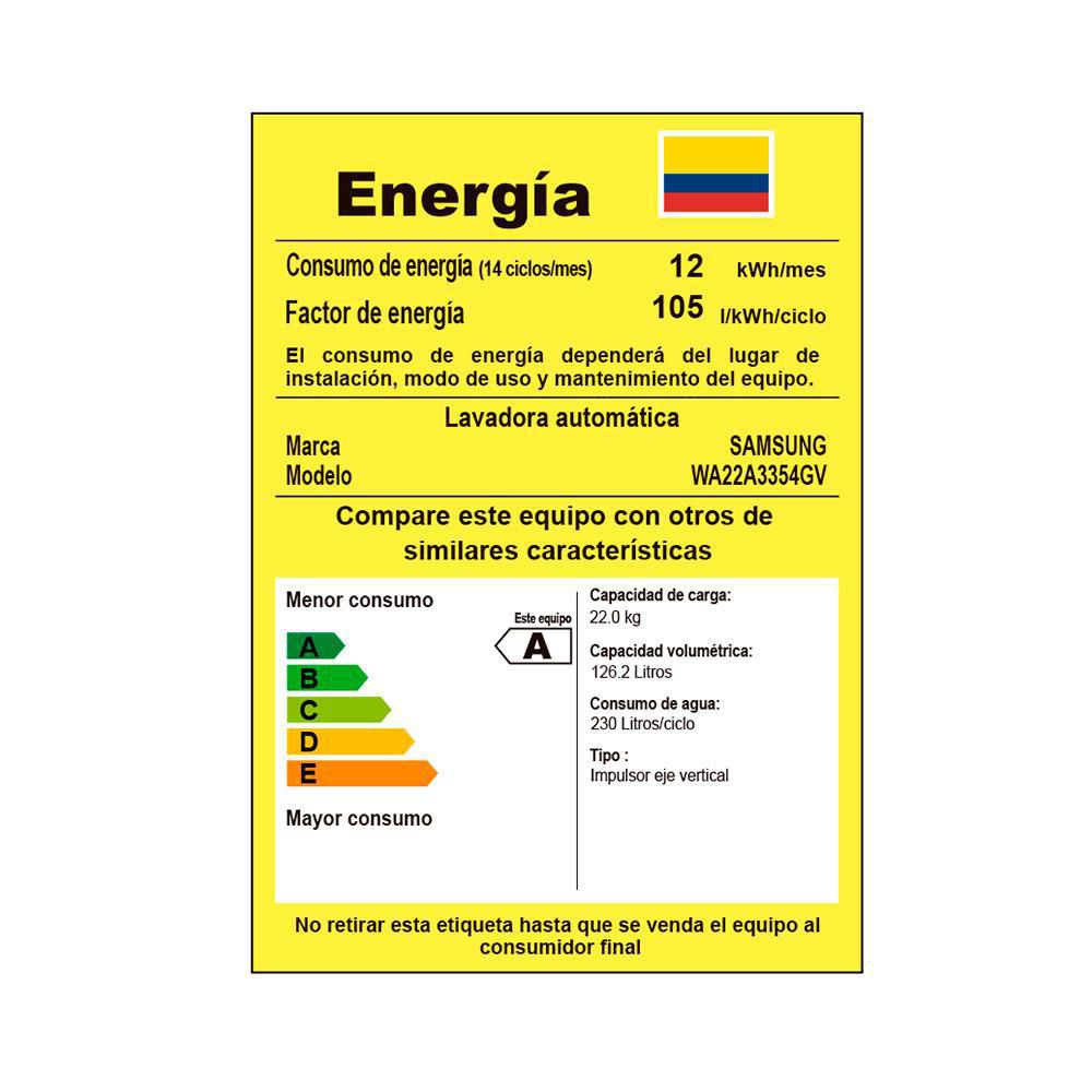 Lavadora SAMSUNG Carga Superior 22 kg (48lb) WA22A3354GV/CO img #8