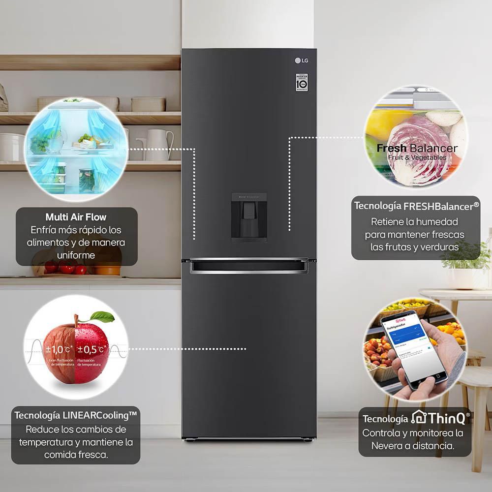 Nevera LG No Frost Congelador Inferior 305L  GB33WPT.AMCCCLM NEGRO img #2