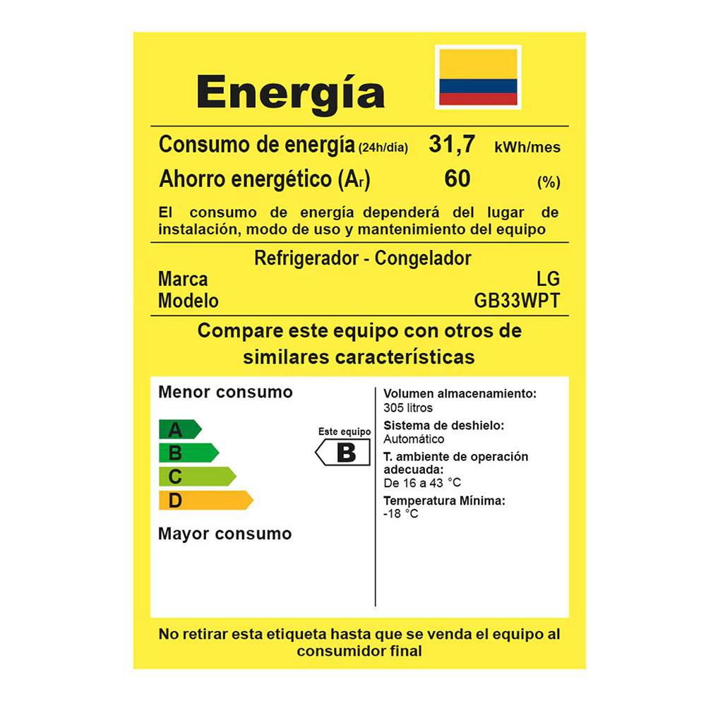 Nevera LG No Frost Congelador Inferior 305L  GB33WPT.AMCCCLM NEGRO img #8