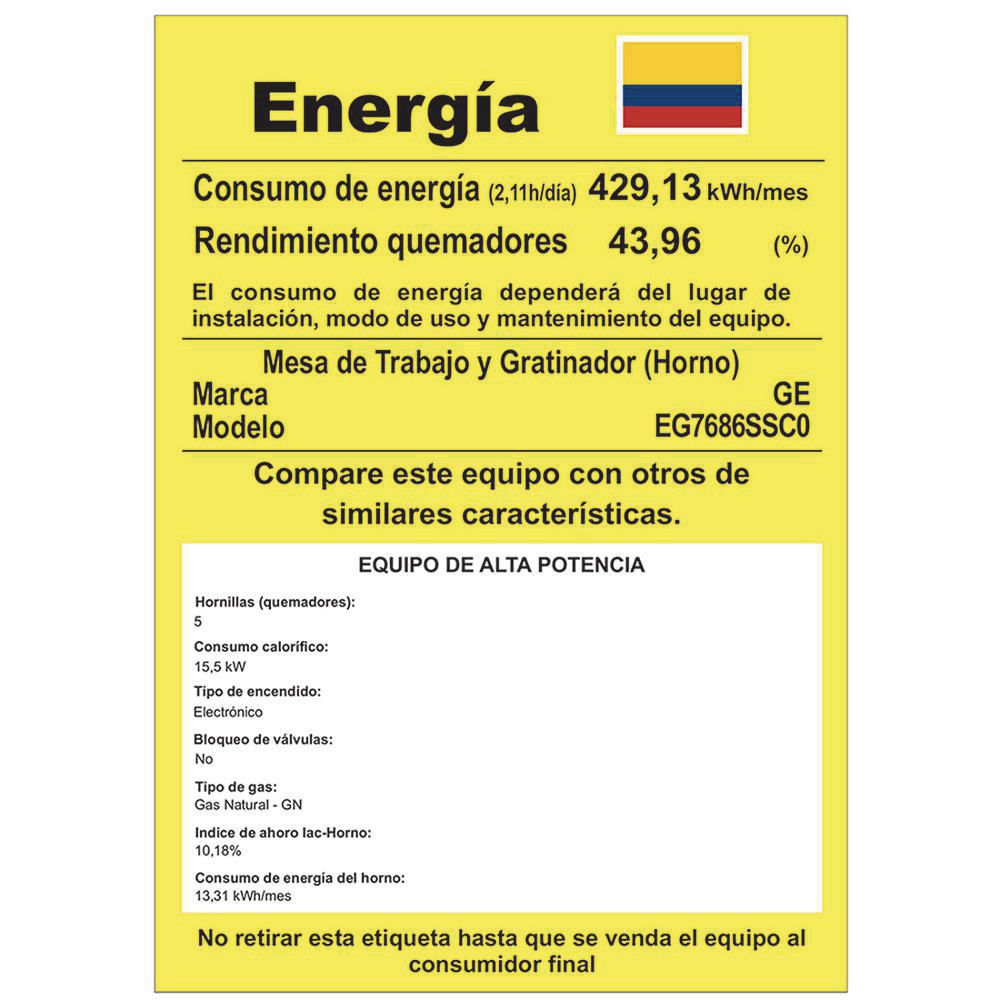 Estufa Gas natural GENERAL ELECTRIC  5 puestos EG7686SSC0 img #5
