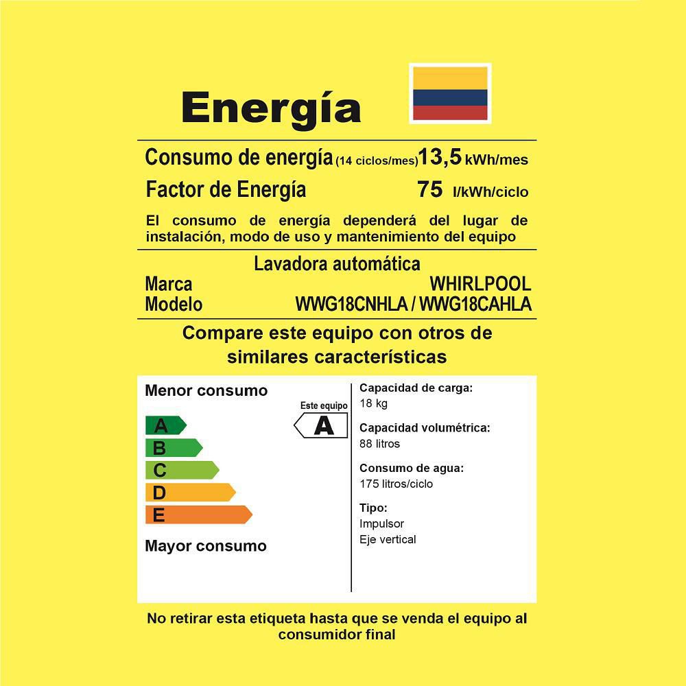 Lavadora WHIRLPOOL Carga Superior 18 kg (40 lb) WWG18CNHLA img #4