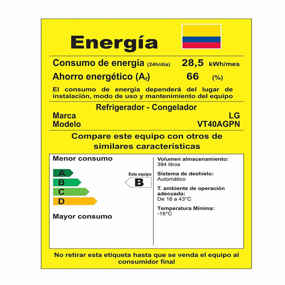 Nevera LG No Frost Congelador Superior 394 Litros  VT40AGPN.APZCCLM SILVER img #8