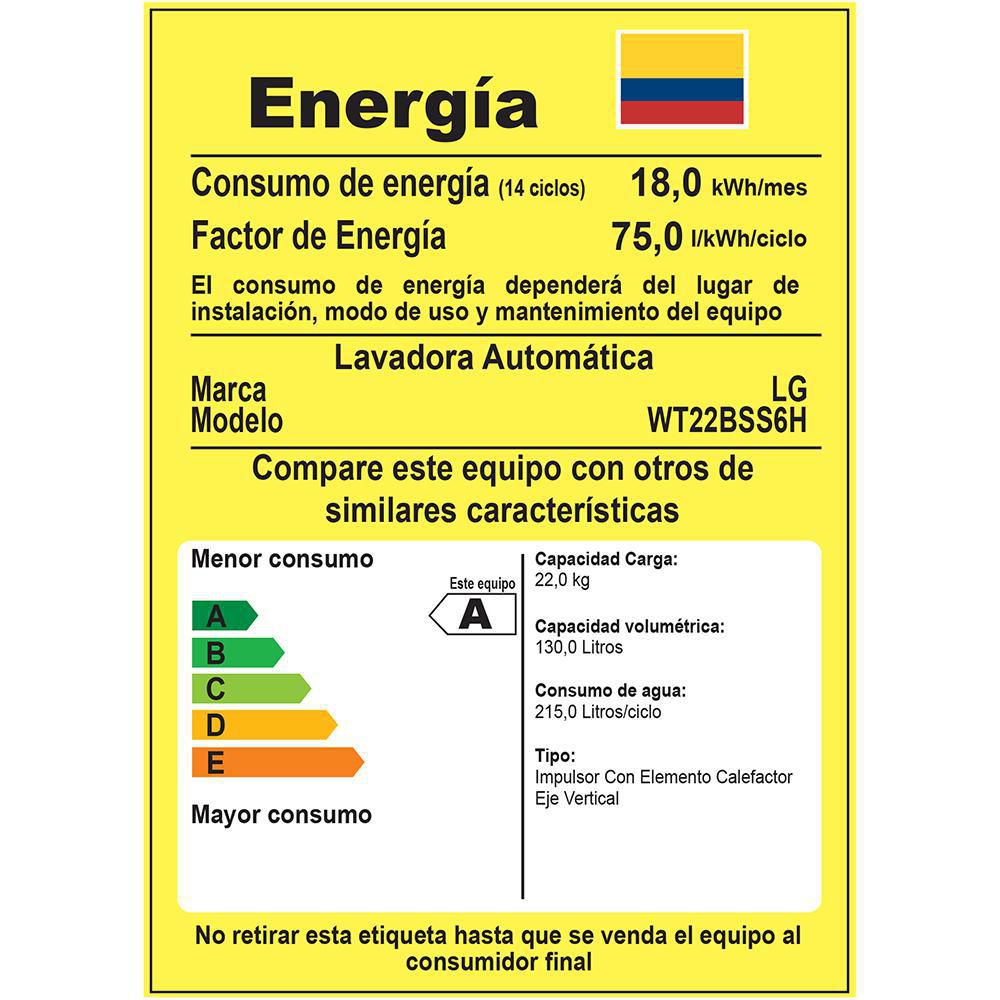 Lavadora LG Carga Superior 22 kg (48lb) WT22BSS6H img #6