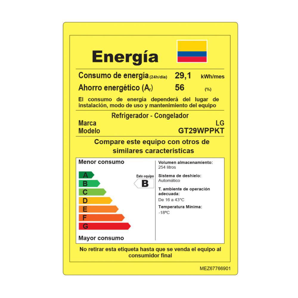 Nevera  LG  No Frost 254 Lts  GT29WPPKT img #8