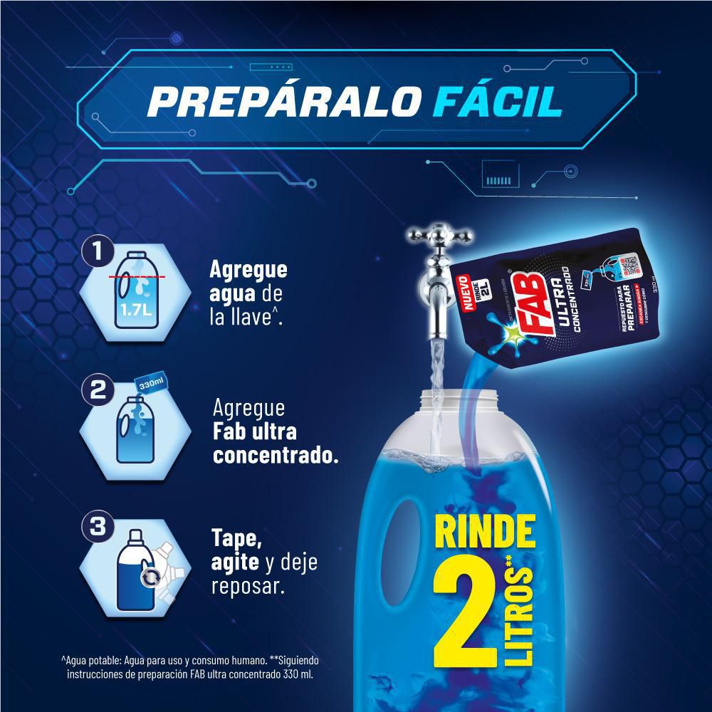 Detergente líquido FAB kit ultra concentrado (330  ml) img #3