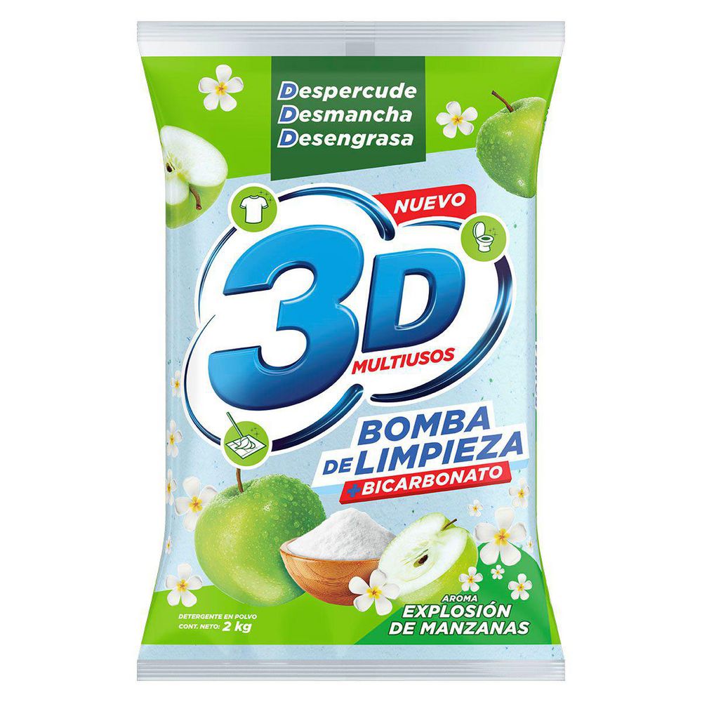 Detergente en polvo 3D bomba de limpieza + bicarbonato (2000  gr) img #2
