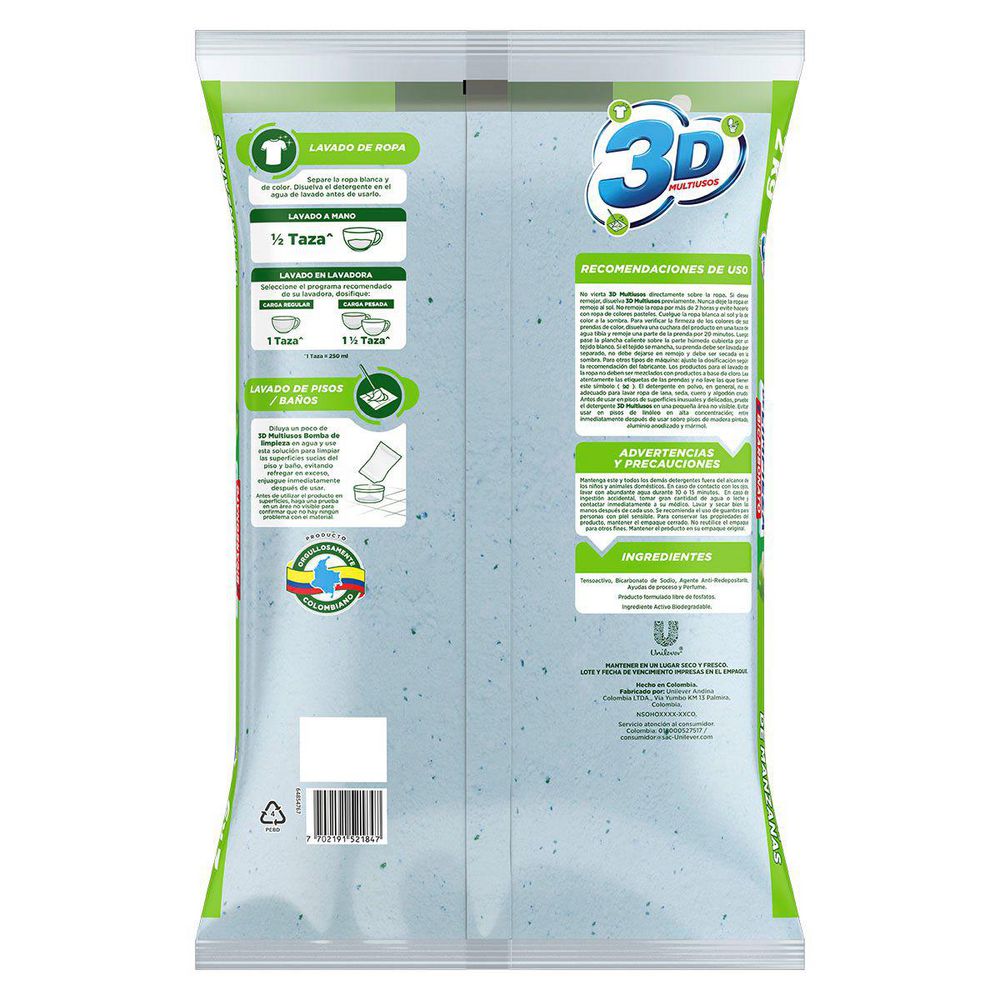 Detergente en polvo 3D bomba de limpieza + bicarbonato (2000  gr) img #3