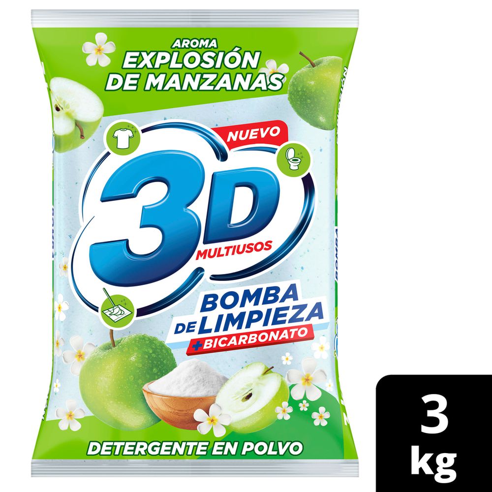Detergente en polvo 3D bomba de limpieza aroma manzana (3000  gr) img #1