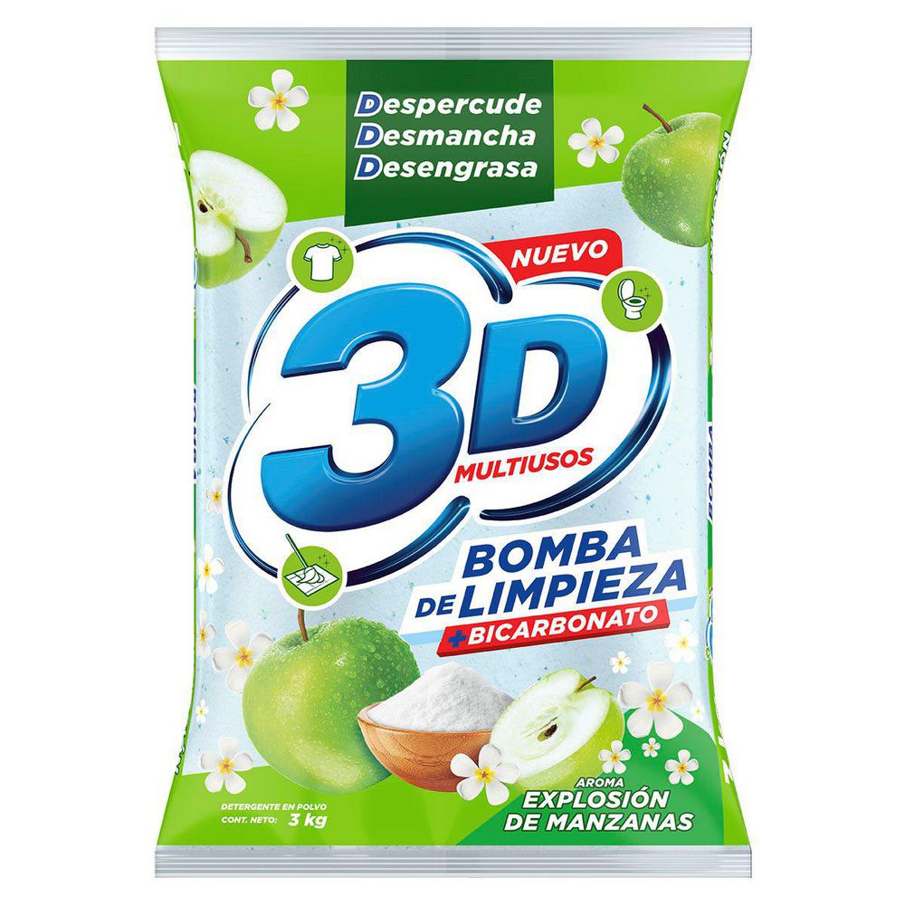 Detergente en polvo 3D bomba de limpieza aroma manzana (3000  gr) img #2
