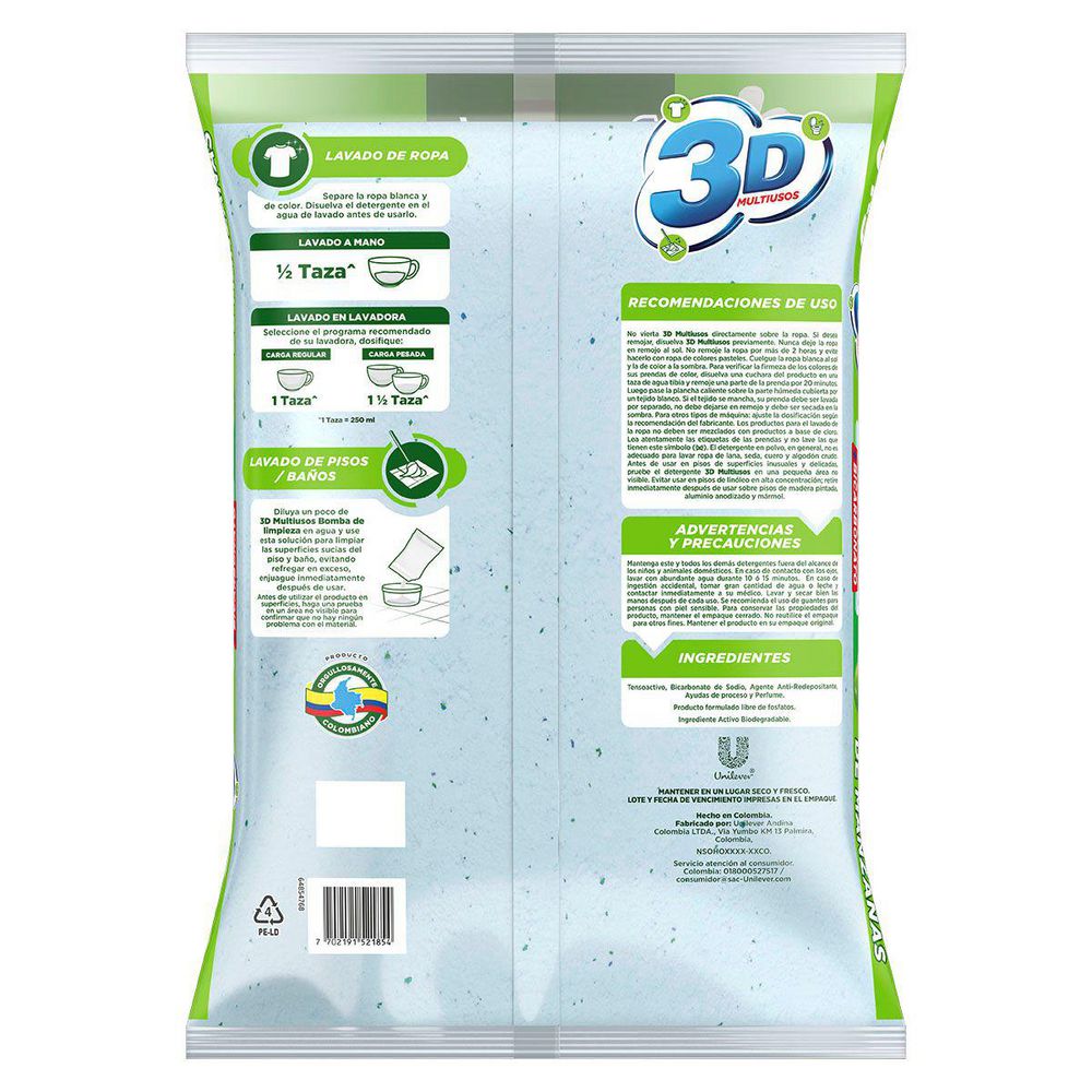 Detergente en polvo 3D bomba de limpieza aroma manzana (3000  gr) img #3