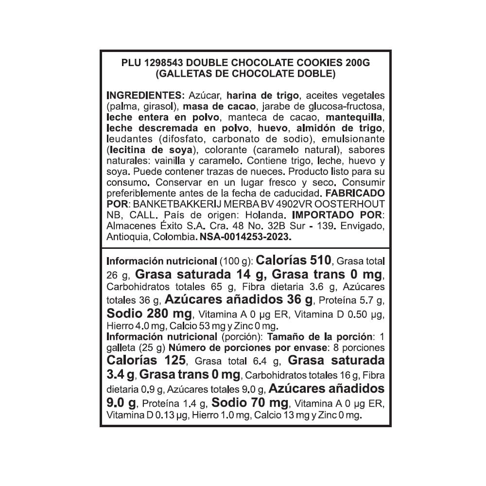 Galletas MERBA MARCA EXCLUSIVA doble chocolate (200  gr) img #2