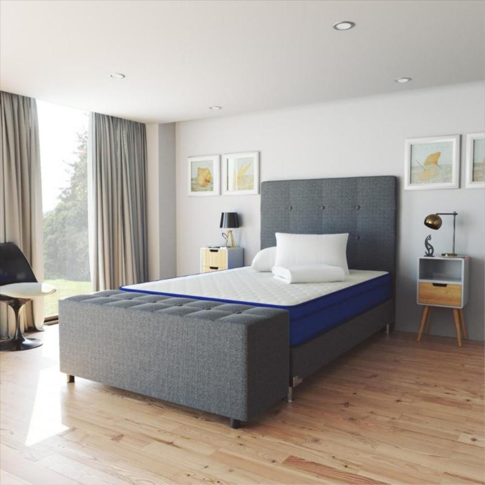 Colchon Doble +Basecama+Espaldar+Puff+Protector+Almohadas img #1