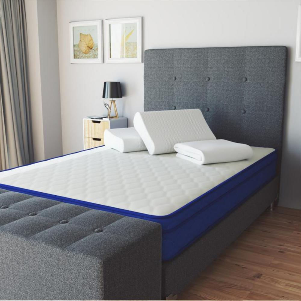 Colchon Doble +Basecama+Espaldar+Puff+Protector+Almohadas img #2