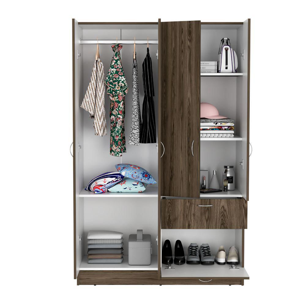 Closet Zoa Chocolate Y Blanco Con Cuatro Pues Batientes img #2