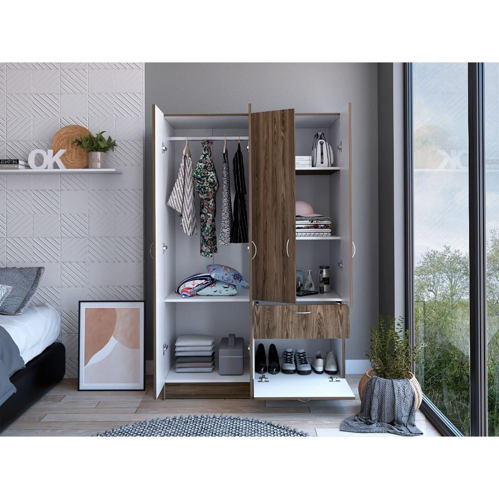 Closet Zoa Chocolate Y Blanco Con Cuatro Pues Batientes img #4