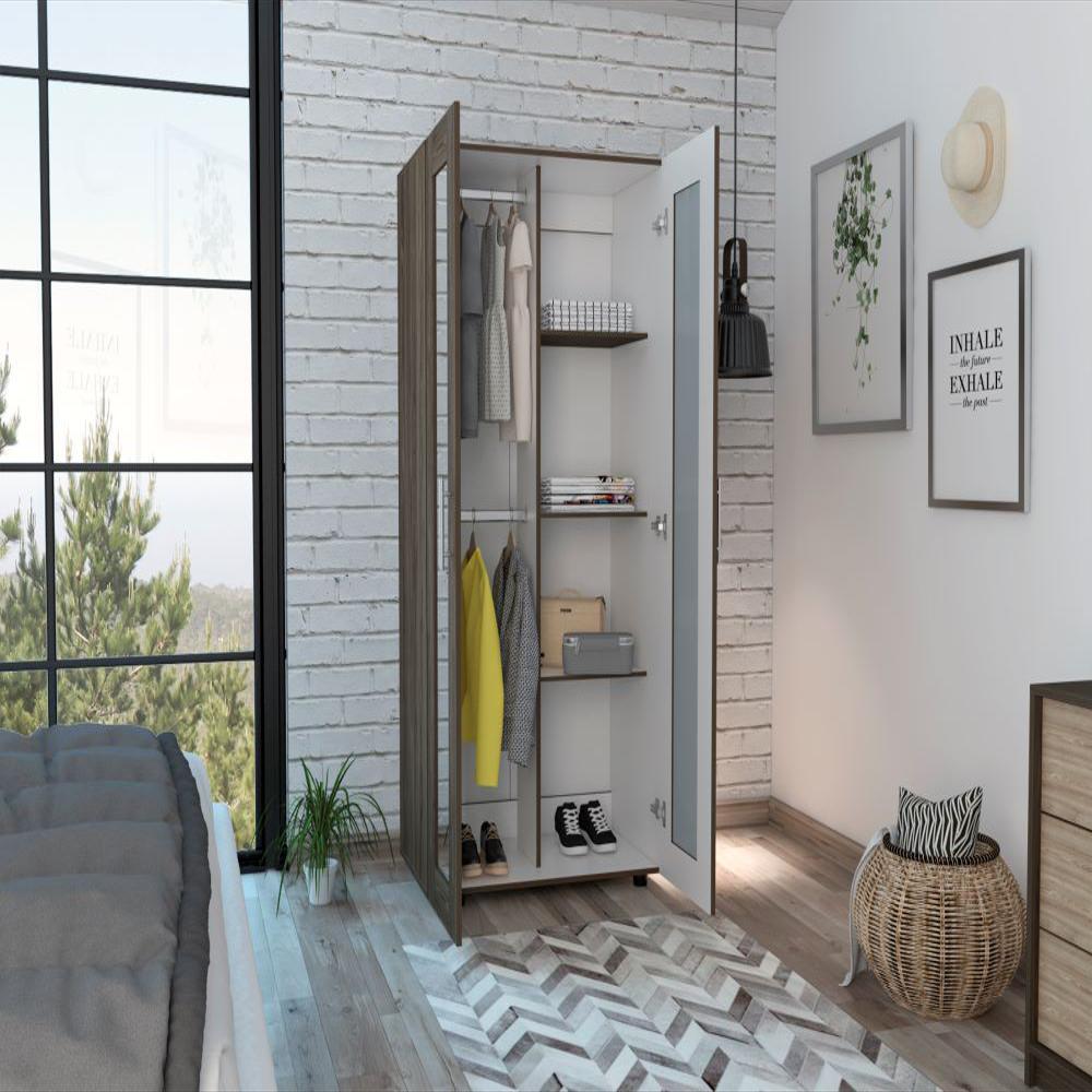 Closet Colima, Chocolate, Con Dos Puertas Batientes Con Espejo img #2