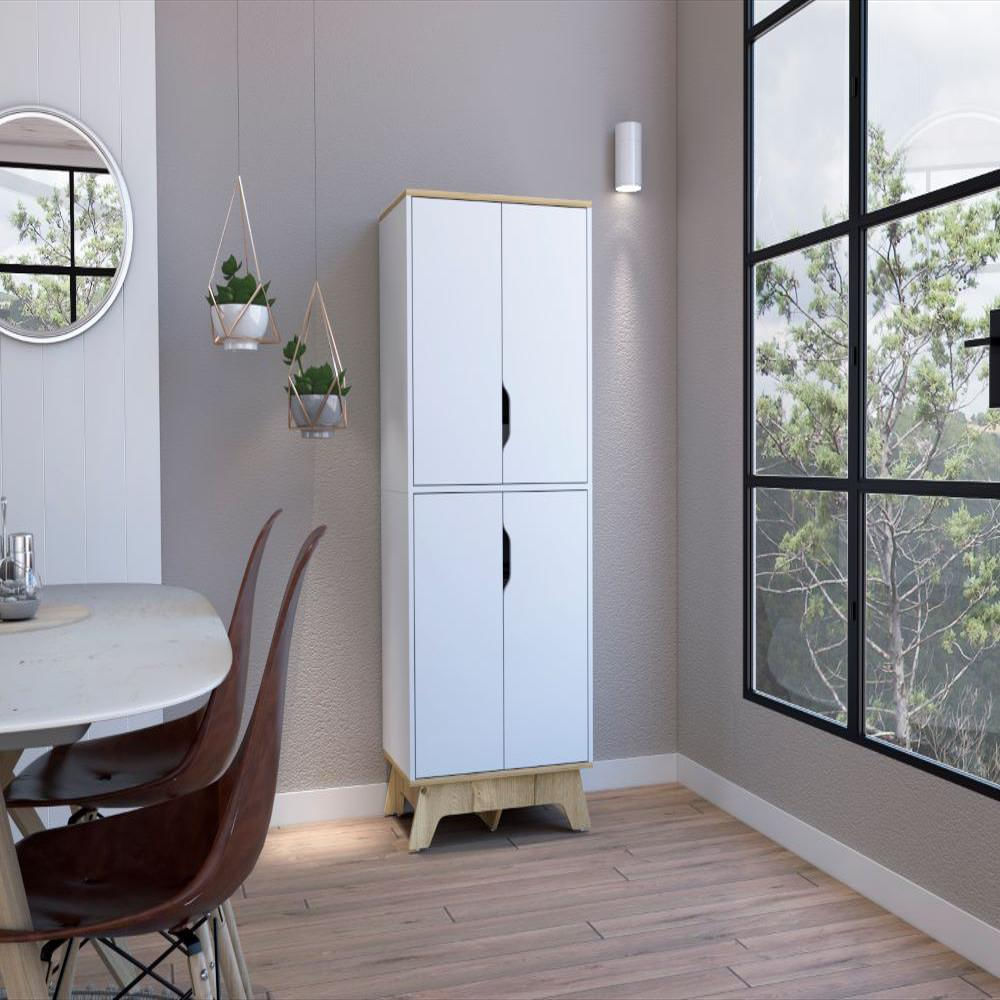 Alacena Birsa, Blanco Y Café Claro, Con Patas De Madera Y Varios Entrepaños img #1