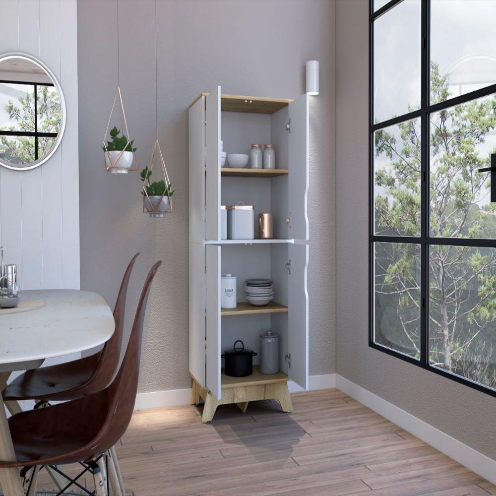 Alacena Birsa, Blanco Y Café Claro, Con Patas De Madera Y Varios Entrepaños img #2