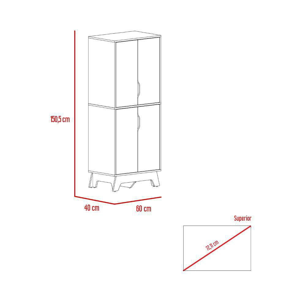 Alacena Birsa, Blanco Y Café Claro, Con Patas De Madera Y Varios Entrepaños img #5